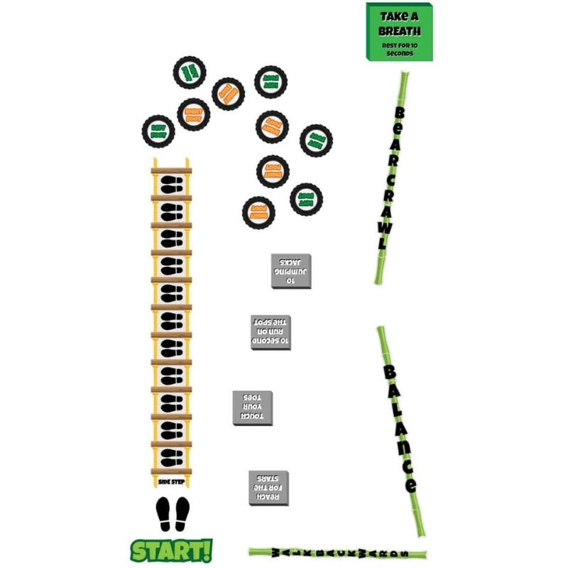 Sensory Paths Xtreme Obstacle starting point showing the foot steps, sidestep speed ladder, and tyre drill entry section of the active floor path