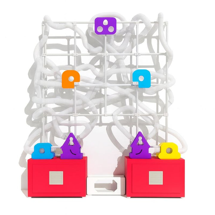 LiteZilla Ultimate Scarf Launcher air-powered sensory wall unit with clear tube network, colourful diverters and scarves for interactive motor skills play