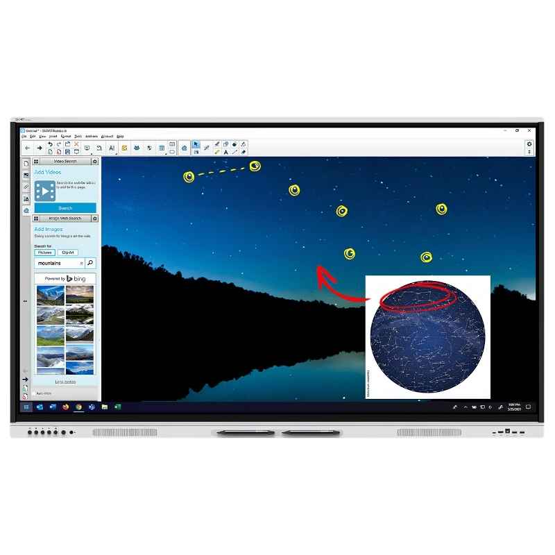 SMART Board GX Plus 4K display showing an immersive night sky visual, demonstrating the display's vibrant colour output for educational and sensory environments