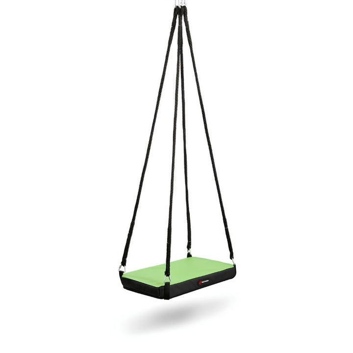 Front view of the Southpaw Soft-Lite Junior Glider vestibular platform swing, showing the cushioned vinyl surface and compact rectangular dimensions