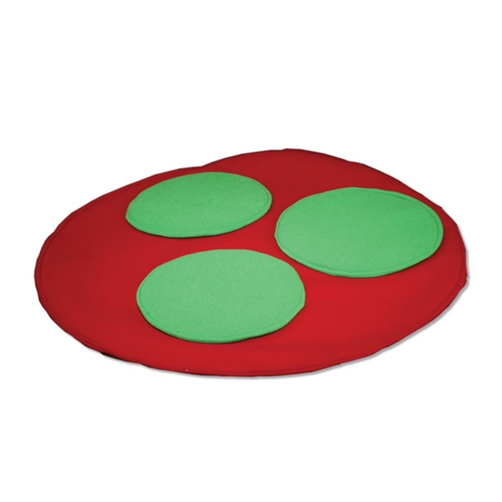 Close-up detail of the Southpaw Weighted Hamburger plush tomato and pickle toppings, a weighted sensory tool for proprioceptive input and deep pressure therapy