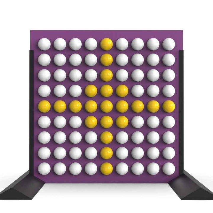 LiteZilla Spinfinity Wall interactive spinning wall panel displaying a custom cross pattern in yellow on a purple freestanding panel