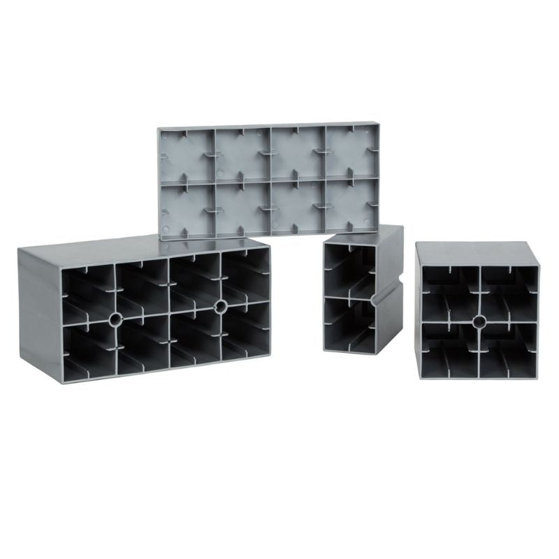 The finishing cap pieces included with the EverBlock Small Starter Kit for closing off finished modular structures