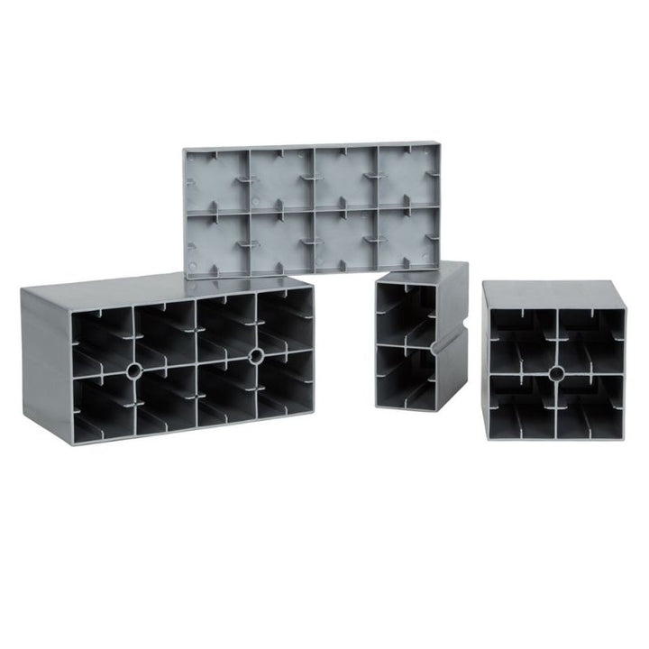 The finishing cap pieces included with the EverBlock Small Starter Kit for closing off finished modular structures