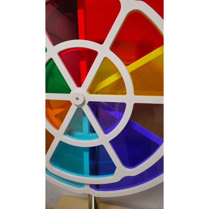 LiteZilla ChromaWheel interactive STEM color wheel close up showing the acrylic color panels and white frame design