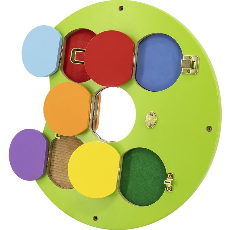 Close-up of the bead maze activity on the TFH Caterpillar Activity Wall Panel, supporting fine motor development and visual tracking for children aged 18 months and up