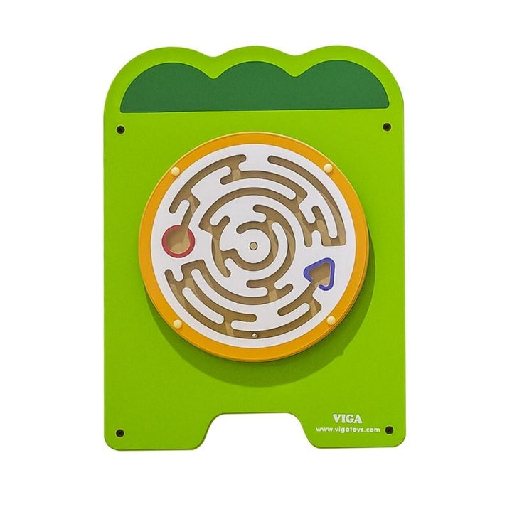 TFH Crocodile Activity Wall Panel head section showing dual mazes and six interconnected cogs for cause-and-effect reasoning and motor skill development