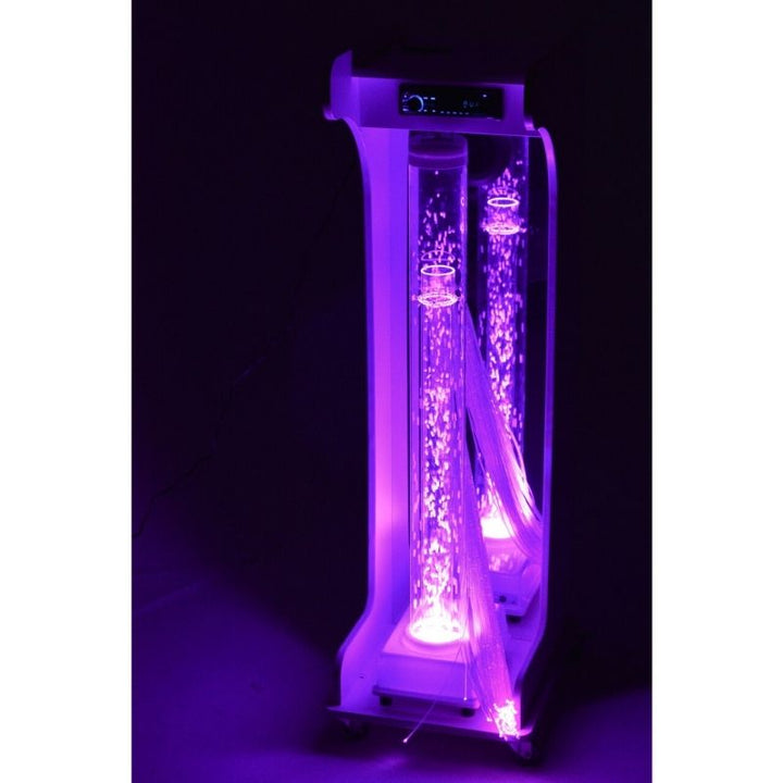 TFH Mobile Sensory Cart Jr in full portrait view with purple Hurricane Tube lighting for calming sensory regulation and visual stimulation