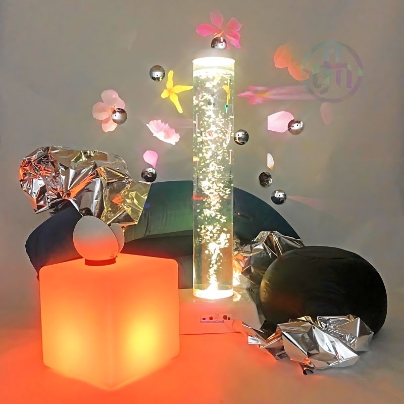 TFH Sensory Room Kit Starter Package on grey background showing all seven multi-sensory room equipment components