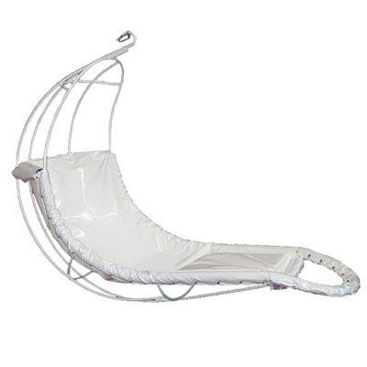 TFH Swaying Banana Leaf Chair clean side view showing the full-body leaf-shaped sensory swing design and steel frame for sensory room installation