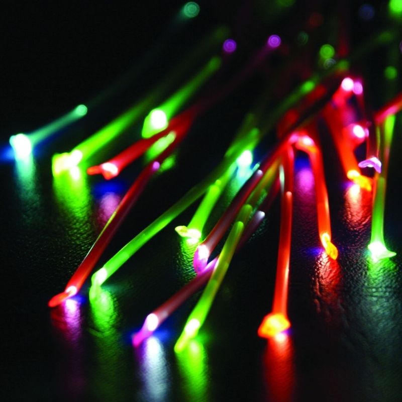 Close-up of TFH UV Fibre Optic Tails with Light Source showing individual glowing strands for hands-on tactile sensory exploration and fine motor development