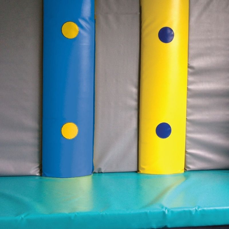 TFH Vibrating Wall Bar top view showing the wall-mounted vibroacoustic sensory panel with wipeable vinyl surface and touch-activated vibration circles