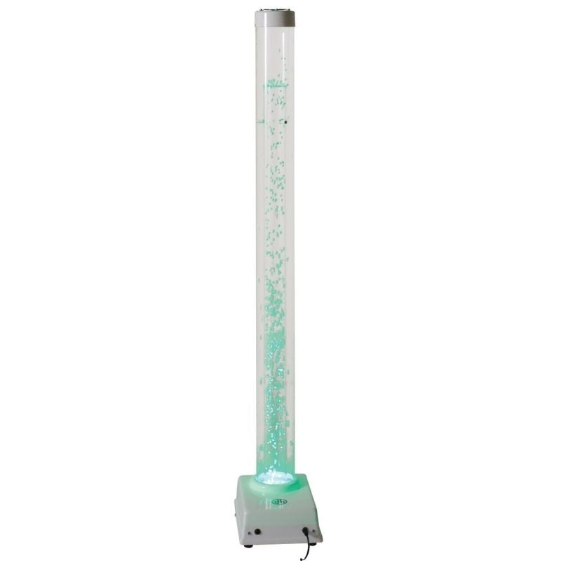 TFH Whirlwind Air Tube 4-inch diameter waterless bubble column clean front view, showing the 48-inch acrylic tube with snow bead LED colour-cycling sensory display for classrooms, bedrooms and home sensory spaces