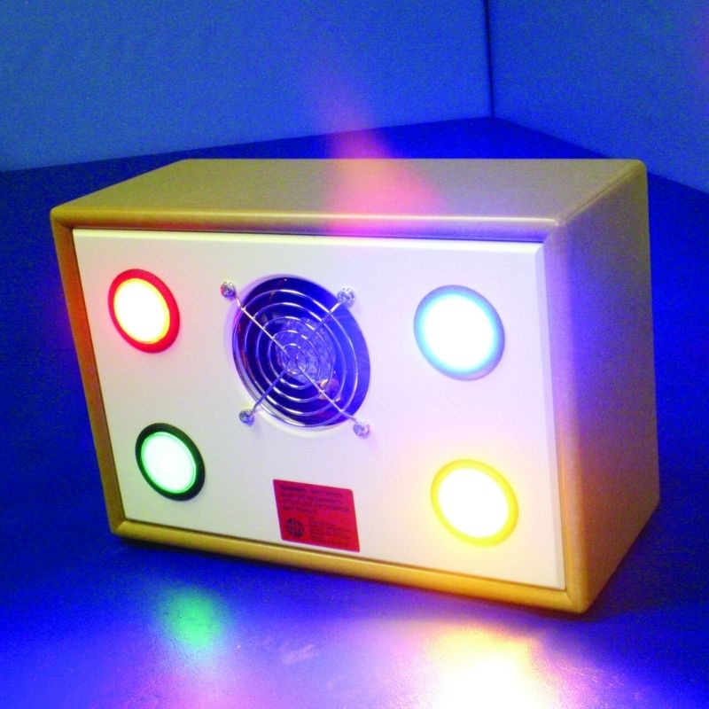 TFH Wind & Lights Discovery Panel from an alternate angle, showing the compact wall-mountable and table-top interactive sensory panel with fan and coloured light flash activation