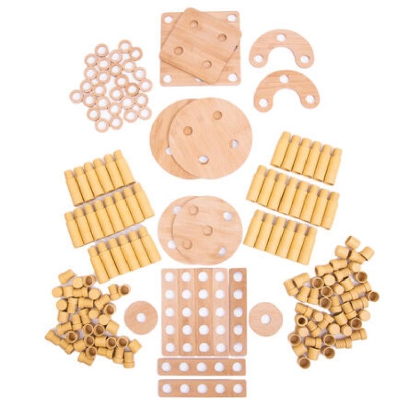 TTS Alice Sharp's Eco Build a World idea booklet showing construction scenarios and play provocations included with the 86-piece STEAM construction set