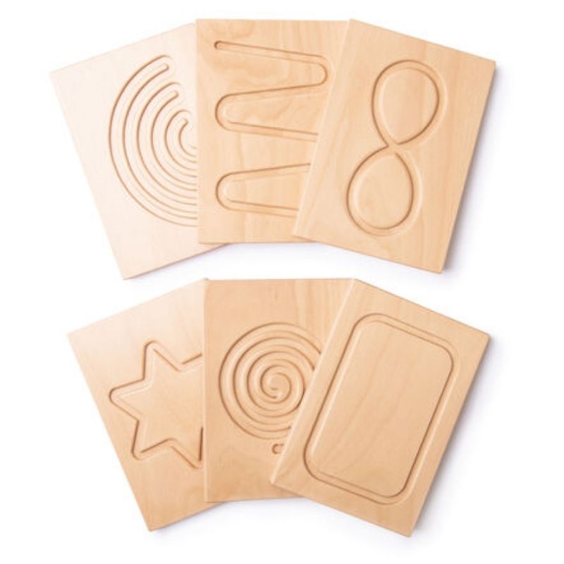 TTS Breathing and Mindfulness Boards set of 6 engraved beech wood self-regulation tools for calm corners, classrooms, and therapy rooms