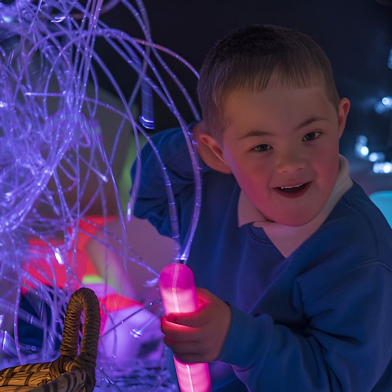 TTS Fibre Optic Light Source with remote control, a colour-changing LED sensory light for therapy rooms, schools, and home sensory exploration