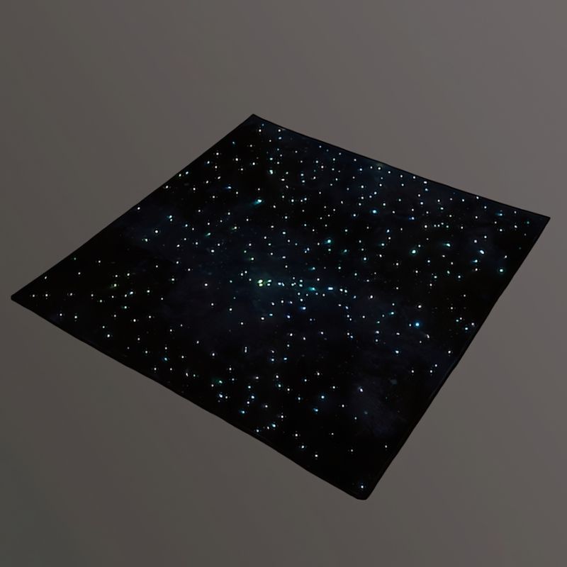 TTS Fibre Optic Sparkle Rug 100cm viewed from above showing the sparkling star-like fibre optic light pattern across the dark sensory rug surface