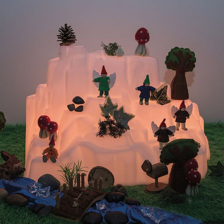 TTS Glow Mountain 360-degree light-up landscape supporting collaborative small world play and group storytelling