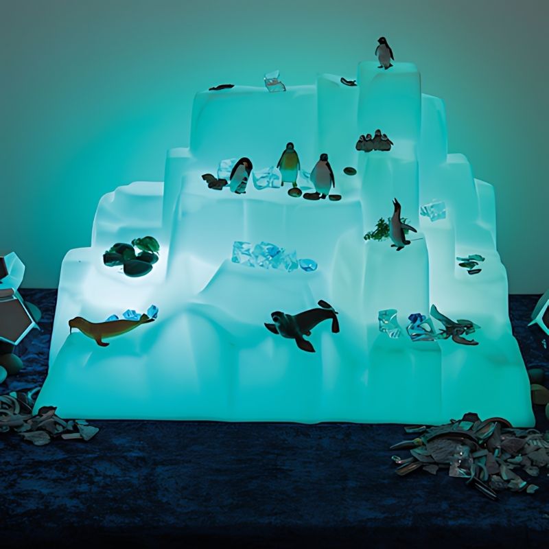 TTS Glow Mountain showing multicolour illuminated surface for visual sensory exploration and imaginative play