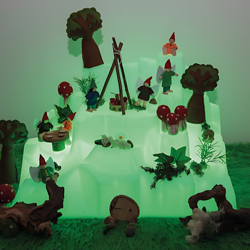 TTS Rechargeable Glow Mountain illuminated landscape for sensory small world play and creative storytelling in early years classrooms