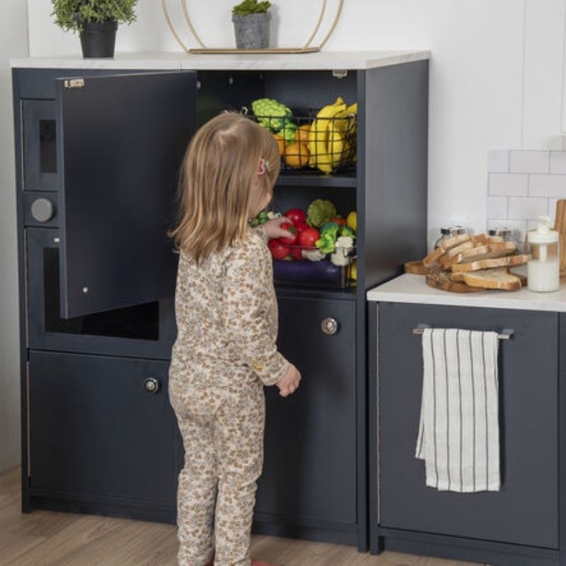 TTS Modern Living Fridge Freezer in Navy, a durable MDF pretend play kitchen appliance for toddlers and early years classrooms