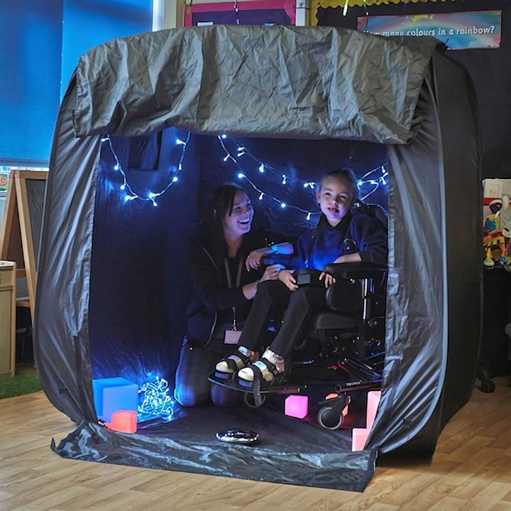 TTS Pop-Up Sensory Space with group sensory play, portable sensory den for educational and therapeutic settings