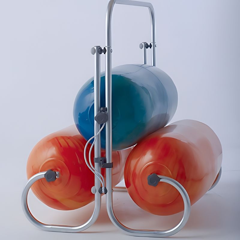 TTS Sensory Squeeze Machine side view showing the soft padded bumper rollers and lightweight frame designed for therapy rooms and sensory spaces