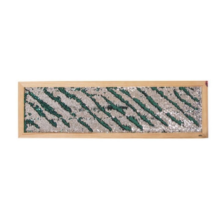 TTS Mark Making Sequin Board full panel view highlighting the shiny reversible sequin fabric and pre-drilled wooden frame for wall mounting