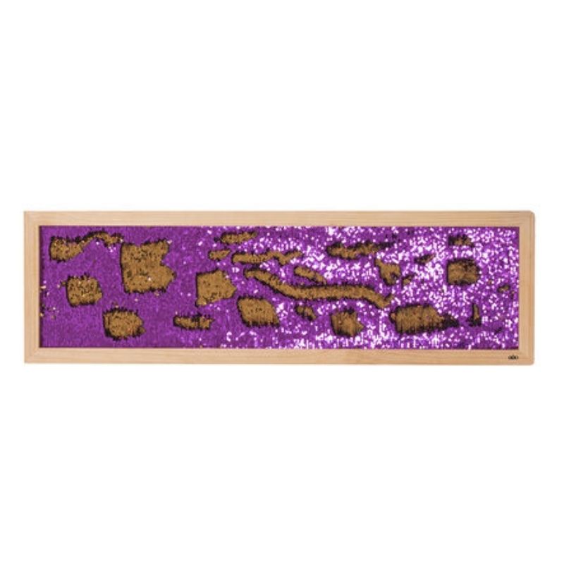 TTS Mark Making Sequin Long Board displayed flat showing complete sequin fabric surface and wooden frame construction