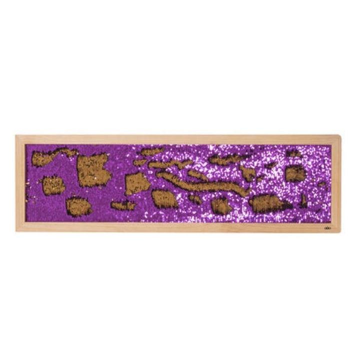 TTS Mark Making Sequin Long Board displayed flat showing complete sequin fabric surface and wooden frame construction