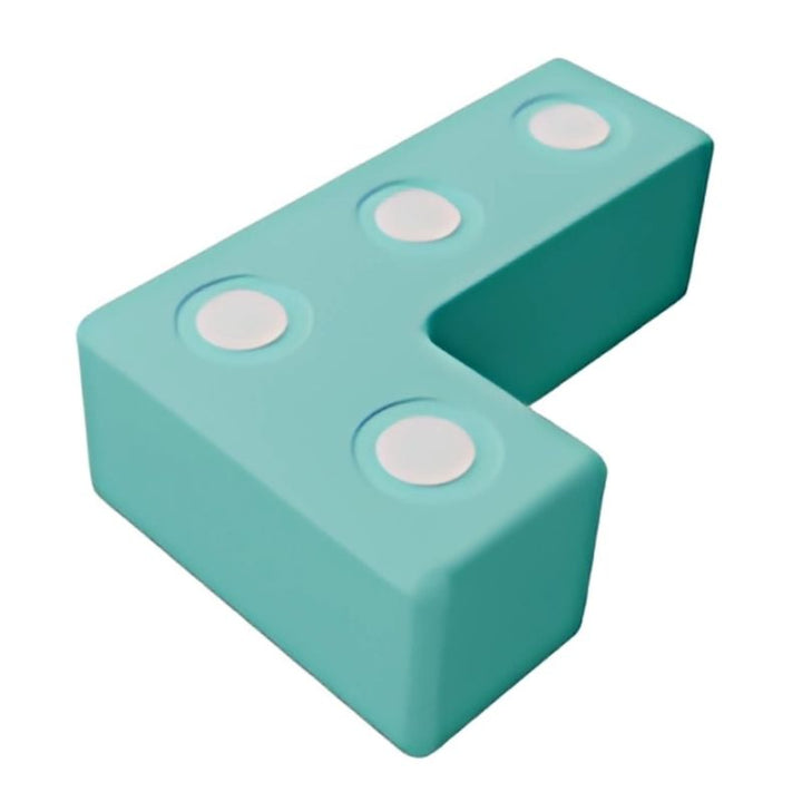 TUKI BIG Magnetic Foam Block green L-shape from the Builder 76 group set, one of 8 Signature shapes in the EN71-certified 76-piece large-format magnetic foam construction set for group floor building with 4-6 children across Canada and the US