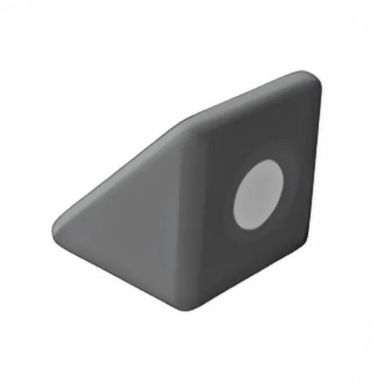 TUKI BIG Magnetic Foam Block grey triangle from the Builder 76 group set, showing the angled connection and structural rigidity the triangle introduces for roof forms and architectural complexity in large-format 4-6 child floor construction