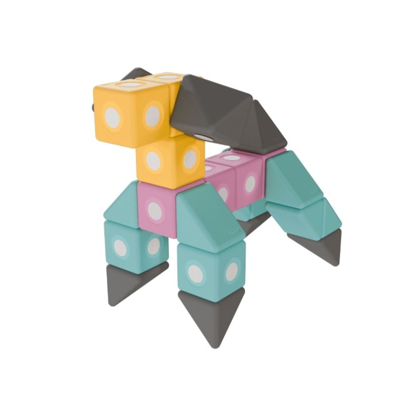 Dog figure constructed from TUKI Big Magnetic Foam Blocks Smart 240, illustrating creative and imaginative building possibilities with the Smart line's varied shapes