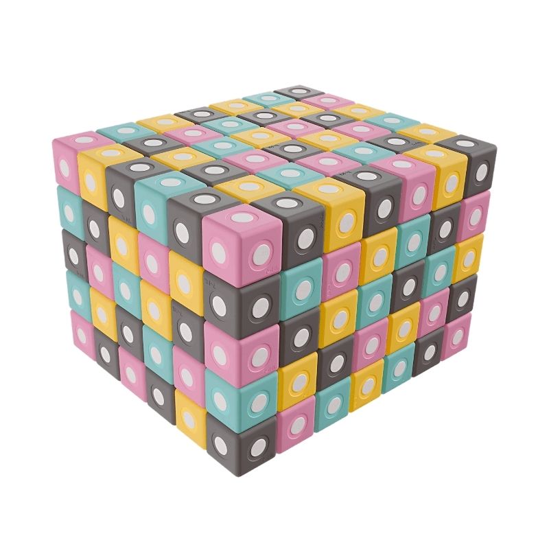 TUKI Big Magnetic Foam Blocks Smart 240 full set in a clean landscape view, showing all 240 large-format pieces across four colours for classrooms and therapy rooms