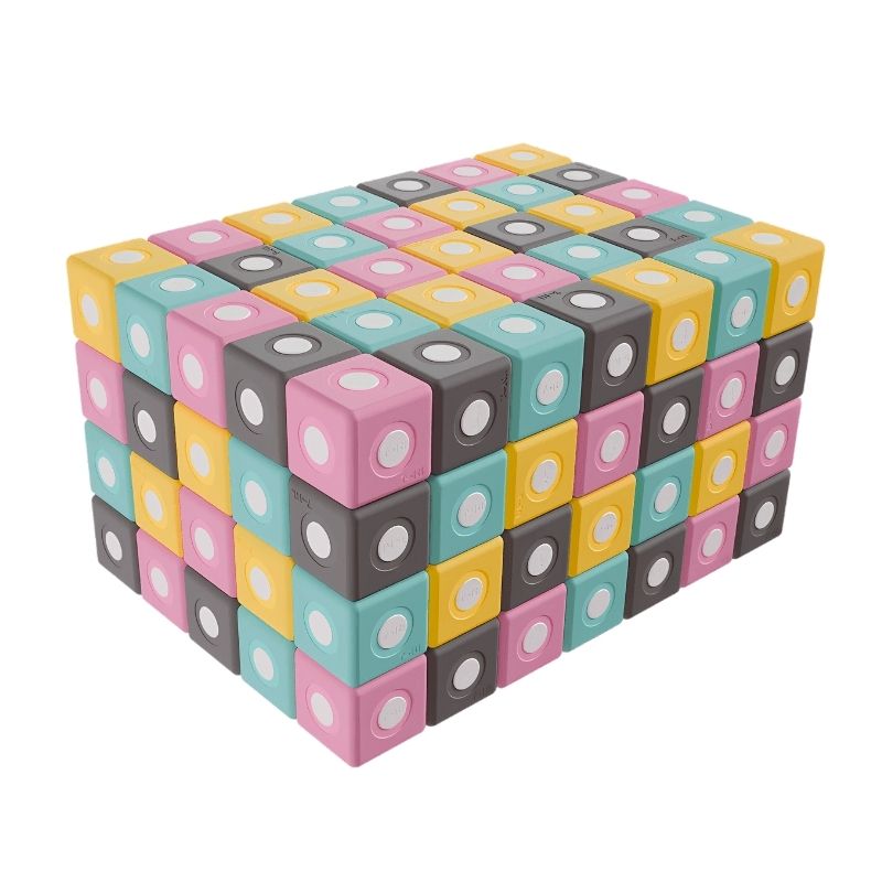 TUKI BIG Smart Magnetic Blocks Set Smart 160 clean landscape view showing all 160 large 10cm magnetic EVA foam blocks in 4 Smart shapes across 4 colours, the standard manufacturer SMART set for groups of 9-12 children across Canada and the US