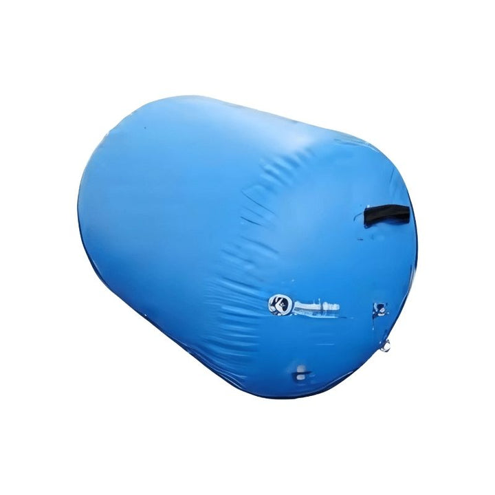 Tumbl Trak Air Barrel in Blue colourway showing the full cylindrical shape and 36-inch working surface used for back handspring training, bridge drills, and proprioceptive gymnastics skill work