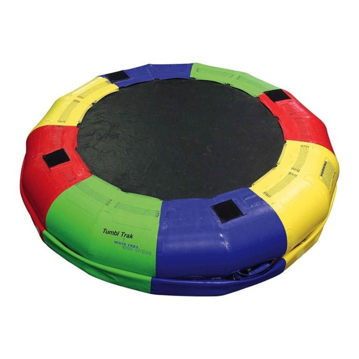 Tumbl Trak Fitness Wheel 8-foot model with single ring inflated at 16-inch working height, demonstrating the independent ring inflation adjustment for different age groups and activity types