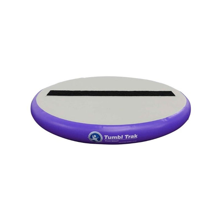 Tumbl Trak Hot Spot 3ft diameter in purple showing the compact circular inflatable jump and take-off trainer sized for single-athlete punch drills, dive rolls, and back handspring training with gentle joint-friendly repetition