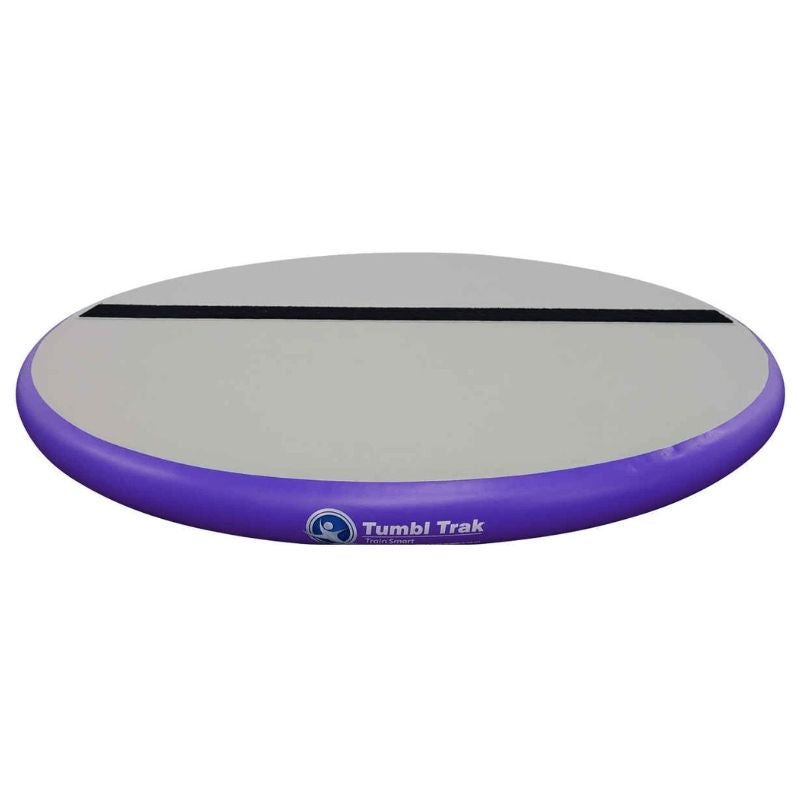 Tumbl Trak Hot Spot 5ft diameter in purple showing the larger circular inflatable training disc used for leaps, dance turns, multi-directional jumps, and gymnastics bounding stations in clubs, dance studios, and recreational programmes
