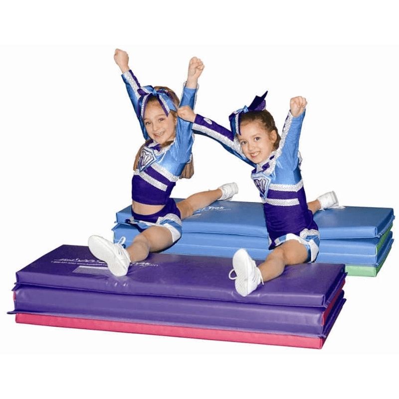 Two young children actively playing on the Tumbl Trak Jack and Jill Mats, demonstrating the 6x4ft surface that accommodates cooperative movement activities and partner play for early childhood motor development