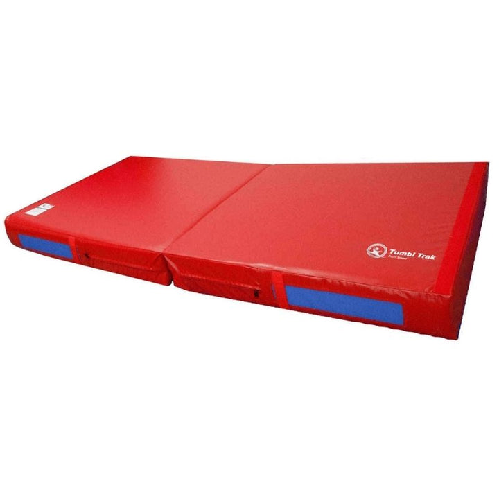 Tumbl Trak Practice Mats in Red and Royal Blue second landscape view showing the full surface of the gymnastics crash mat with non-skid base and Smart Mat Technology for safety and ease of use in commercial gymnasium settings