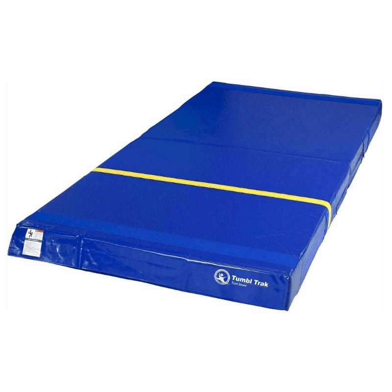 Tumbl Trak Practice Mats in Royal Blue showing the full landscape view of the gymnastics skill cushion available in single Royal Blue colour option for the 4ft x 6ft x 6in size in gymnastics clubs and home training spaces