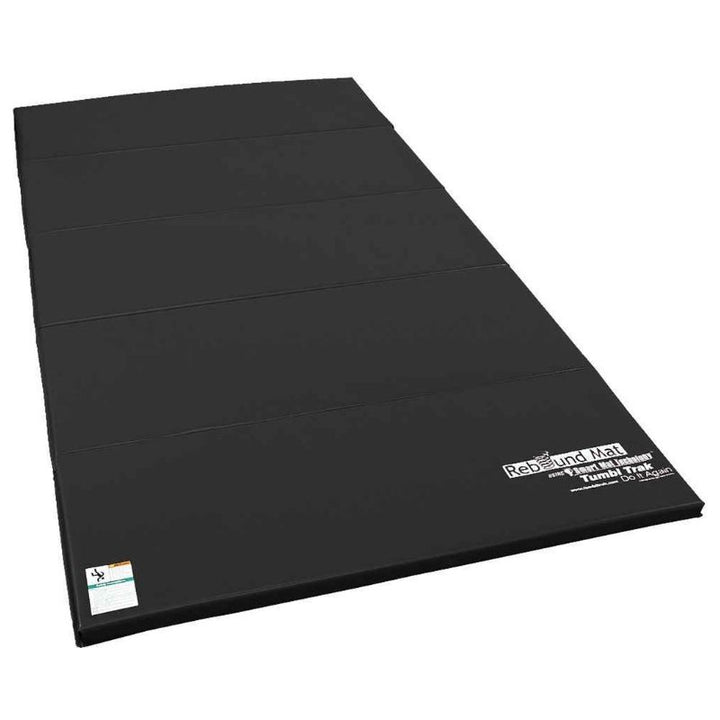 Tumbl Trak Rebound Mat in Black showing the full landscape view of the dual-layer 2-3/8-inch thick foam tumbling mat available in three colours for gymnastics clubs and cheer programmes across North America