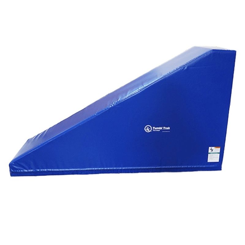 Tumbl Trak Smart Wedge in a second landscape position showing one of the three interchangeable wedge angles used for gymnastics skill progressions including tumbling ramps, bar station toppers, and floor-to-bar transition ramps