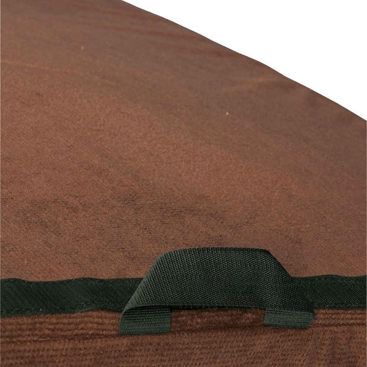 Close-up view of the Tumbl Trak Teddy Bear Mat showing the light-density soft foam construction and Velcro edge detail that allows connectivity with compatible Tumbl Trak mats including the Pit Pillow and Air Floor with cover
