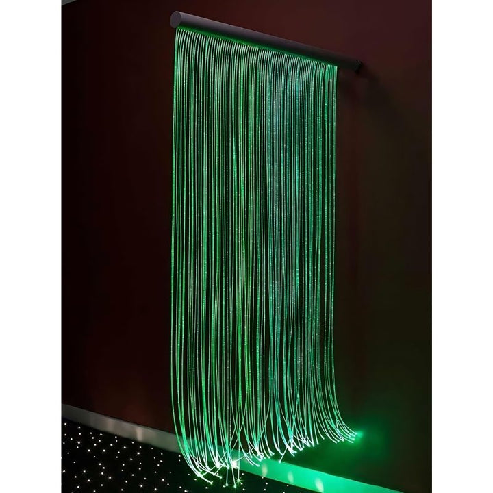Close-up of UFO PMMA fibre optic strands glowing with full colour change, demonstrating the safe-to-touch design of this sensory light