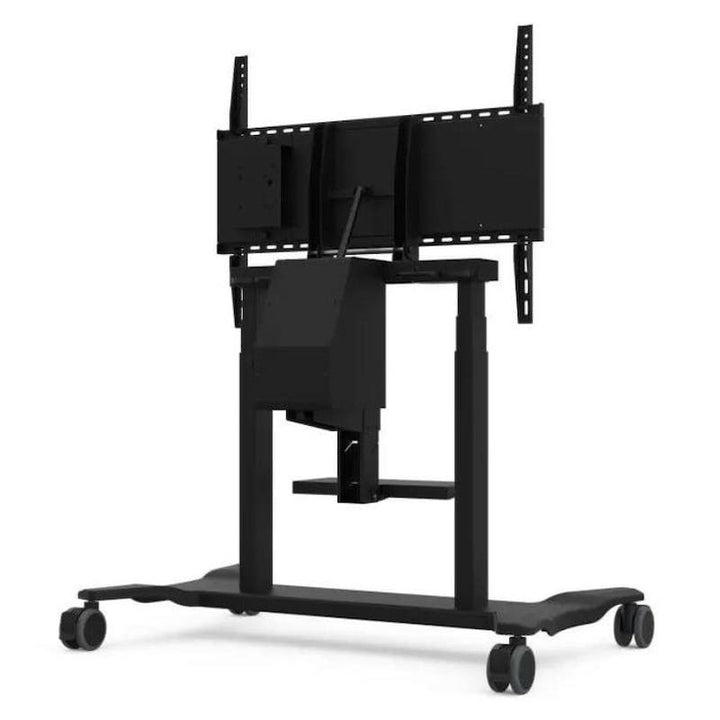 ViewSonic VB-STND-008 motorized ViewBoard cart back-right view showing VESA mounting bracket and power connection points