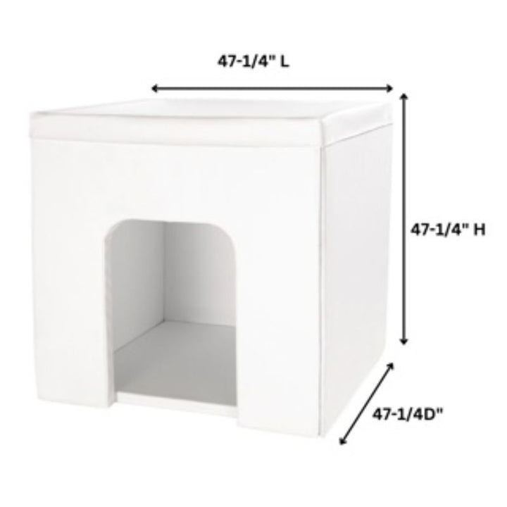 Wesco Sensory Cabin dimension diagram showing the 47-1/4" cube measurements of this soft foam portable sensory room cabin for classrooms, therapy rooms and home