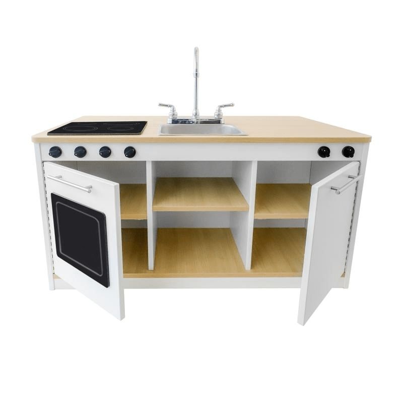 Clean product view of the Whitney Brothers elevatED Kitchen Island Breakfast Bar WB1976 showing the award-winning 46.75" wide play kitchen island in the elevatED Collection design